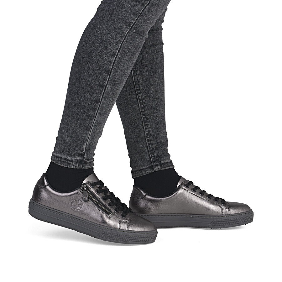 chaussures à fermeture éclair argentplatine pour femmes rieker l59l1-90