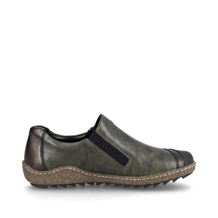 chaussures vertes à fermeture éclair pour femmes rieker l7571-54