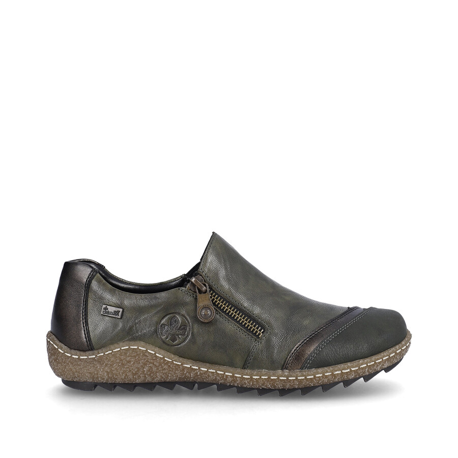 chaussures vertes à fermeture éclair pour femmes rieker l7571-54