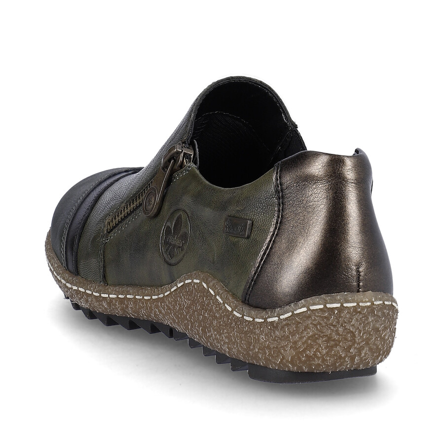 chaussures vertes à fermeture éclair pour femmes rieker l7571-54