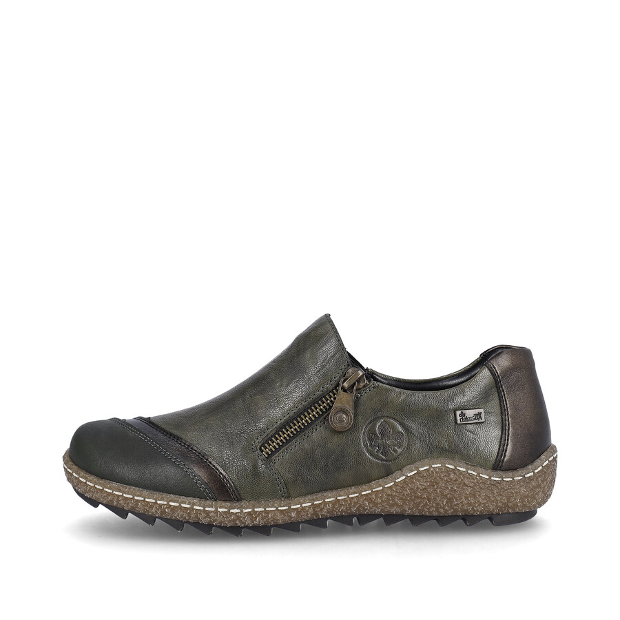 chaussures vertes à fermeture éclair pour femmes rieker l7571-54