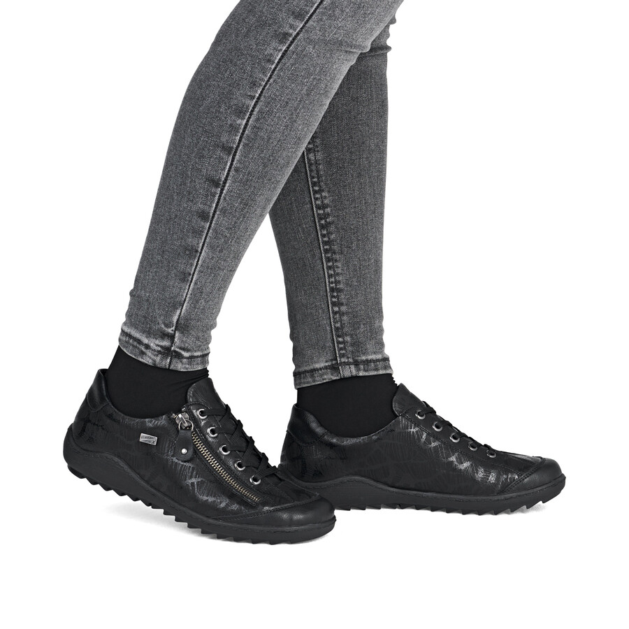 chaussures noires à fermeture éclair pour femmes remonte r1402-00