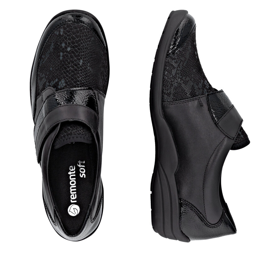 chaussures noires à scratch pour femmes remonte r7600-00